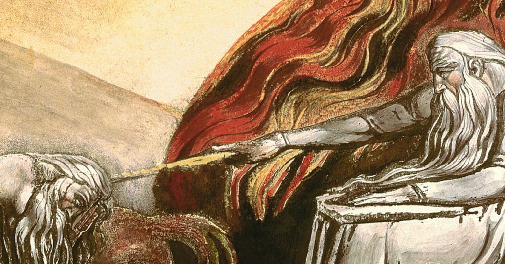 A slight tongue and cheek image of God Judging Adam by William Blake to juxtapose against the wrong idea of God being a narcissist.